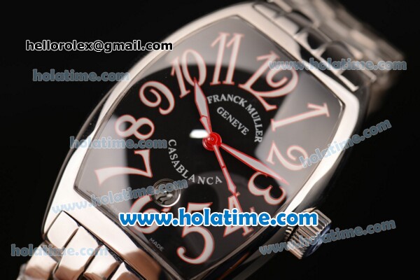 Franck Muller Casablanca Swiss ETA 2836 Automatic Stainless Steel Case with Black Dial and White Arabic Numeral Markers - 1:1 Original - Click Image to Close